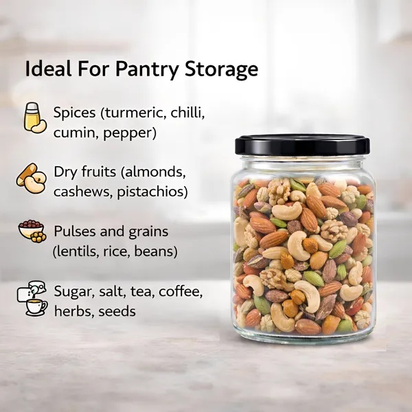 Cocinaire_500ml_Round_Glass_Jar_Airtight_Storage_Container_with_Black_Metal_Screw_Lid_�_Food_Grade_Clear_Kitchen_Pantry_Jar_for_Spices,_Dry_Fruits,_Pulses,_Sugar_&_Coffee_(Pack_of_6)
