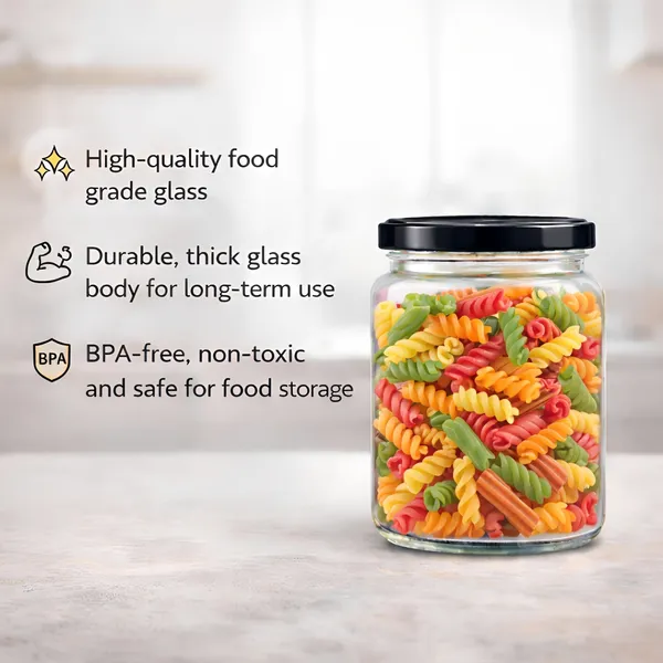 Cocinaire_500ml_Round_Glass_Jar_Airtight_Storage_Container_with_Black_Metal_Screw_Lid_�_Food_Grade_Clear_Kitchen_Pantry_Jar_for_Spices,_Dry_Fruits,_Pulses,_Sugar_&_Coffee_(Pack_of_6)