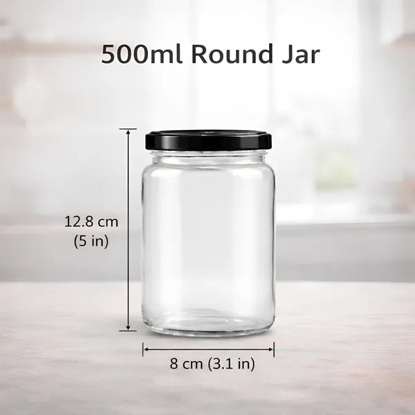 Cocinaire_500ml_Round_Glass_Jar_Airtight_Storage_Container_with_Black_Metal_Screw_Lid_�_Food_Grade_Clear_Kitchen_Pantry_Jar_for_Spices,_Dry_Fruits,_Pulses,_Sugar_&_Coffee_(Pack_of_6)