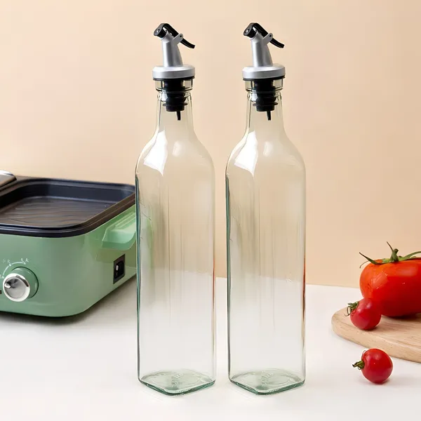 Cocinaire_500ml_Premium_2-Glass_Oil_Dispenser_Bottle_with_Stainless_Steel_Flip-Top_Spout,_Leak-Proof_Silicone_Stopper,_Drip-Free_Kitchen_Oil_Pourer,_Food_Grade_Shatter_Resistant_Olive_Oil_&_Vinegar_Container_(Pack_of_2)