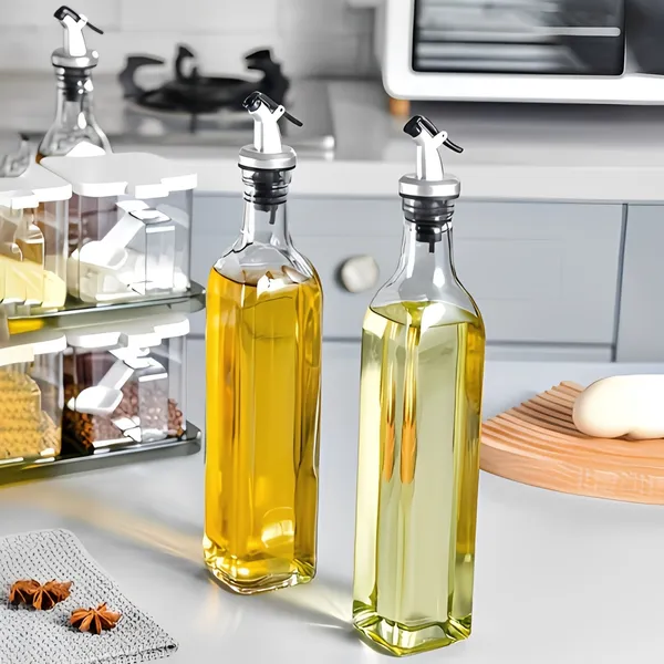 Cocinaire_500ml_Premium_2-Glass_Oil_Dispenser_Bottle_with_Stainless_Steel_Flip-Top_Spout,_Leak-Proof_Silicone_Stopper,_Drip-Free_Kitchen_Oil_Pourer,_Food_Grade_Shatter_Resistant_Olive_Oil_&_Vinegar_Container_(Pack_of_2)