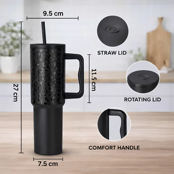Cocinaire_1200ML_Vacuum_Insulated_Travel_Tumbler_With_Handle_And_Straw_Lid_Double_Wall_Thermal_Drinkware_Leakproof_Large_Capacity_Hot_And_Cold_Beverage_Tumbler_For_Coffee_Water_Office_Gym_Travel_(Leopard_Print-Black)_(Pack_of_1)