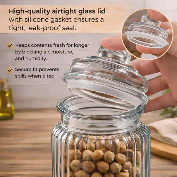 Cocinaire_350ml_Ribbed_Glass_Storage_Jar_with_Airtight_Glass_Lid_and_Silicone_Seal,_Food_Grade_BPA_Free_Transparent_Kitchen_Container_for_Dry_Fruits,_Spices,_Snacks_&_Pantry_Organization_(Pack_of_2)