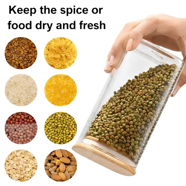 Cocinaire_230ml_Square_Glass_Storage_Jar_with_Bamboo_Lid,_Airtight_Silicone_Seal_Borosilicate_Clear_Kitchen_Container_for_Spices,_Nuts,_Dry_Fruits,_Grains_&_Pantry_Organization,_Moisture_Proof_Food_Storage_Box_(Pack_of_6)