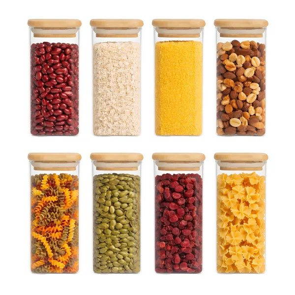 Cocinaire_330ml_Square_Glass_Storage_Jar_with_Bamboo_Lid,_Airtight_Silicone_Seal_Borosilicate_Clear_Kitchen_Container_for_Spices,_Nuts,_Dry_Fruits,_Grains_&_Pantry_Organization,_Moisture_Proof_Food_Storage_Box_(Pack_of_8)
