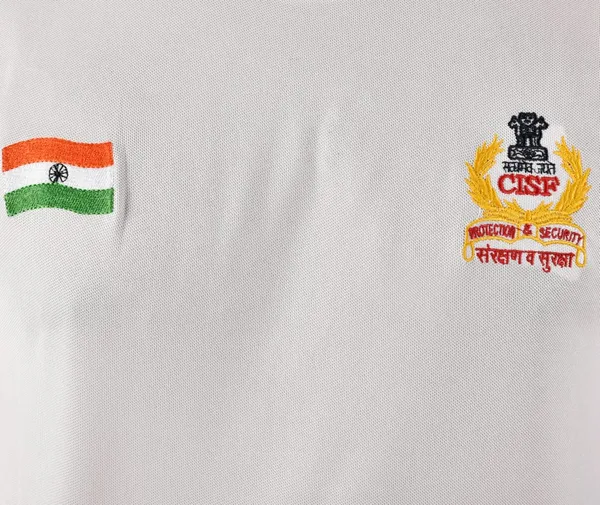 White_Cisf_Indian_National_Flag_Tiranga_Logo_Round_Neck_T_Shirt_Half_Sleeve_Army_Military_Defence_For_Men