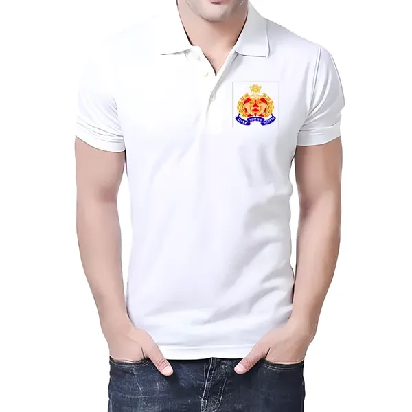 White_Cotton_Up_Police_Logo_Casual_Collar_Polo_T_Shirt_Half_Sleeves_Trendy_Uttar_Pradesh_For_Men