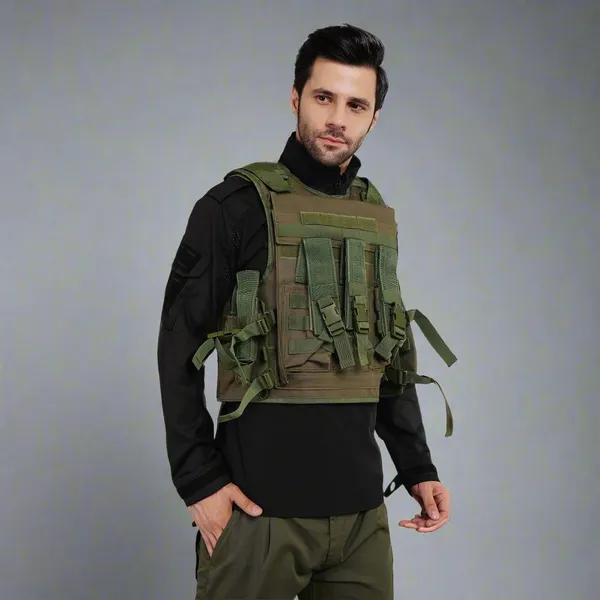Dark_Olive_Green_Tactical_Vest_Pouch_With_Bulletproof_Jacket_Cover_Premium_Quality_For_Men