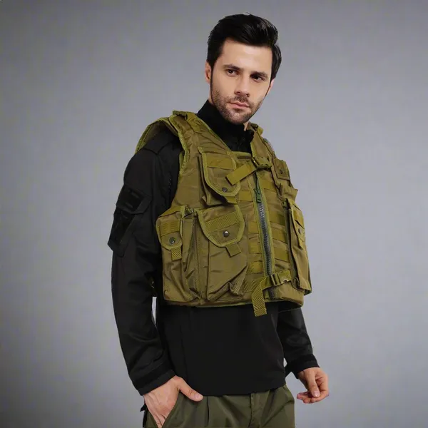 Olive_Green_Tactical_Vest_Pouch_With_Bulletproof_Jacket_Cover_Premium_Quality_For_Men
