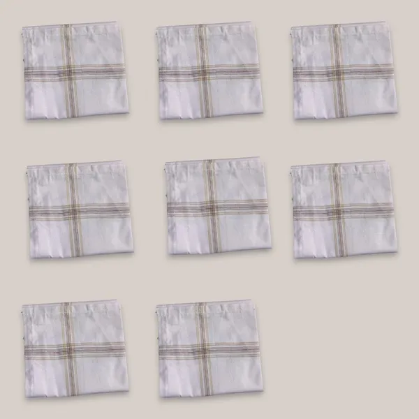White_Cotton_Premium_Collection_Handkerchiefs_Hanky_White_Striped_Light_Colour_Combo_For_Men_Pack_Of_8