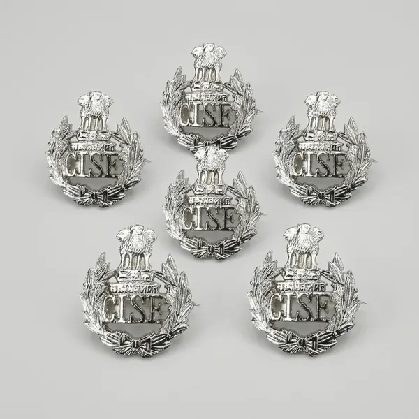 Silver_Cisf_Logo_Metal_Cap_Badge_Army_Military_Defence_Pack_Of_6