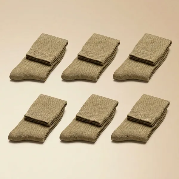 Khaki_Organic_Cotton_Full_Length_Formal_Casual_Fashionable_Free_Size_Socks_Combo_For_Men_Pack_Of_6