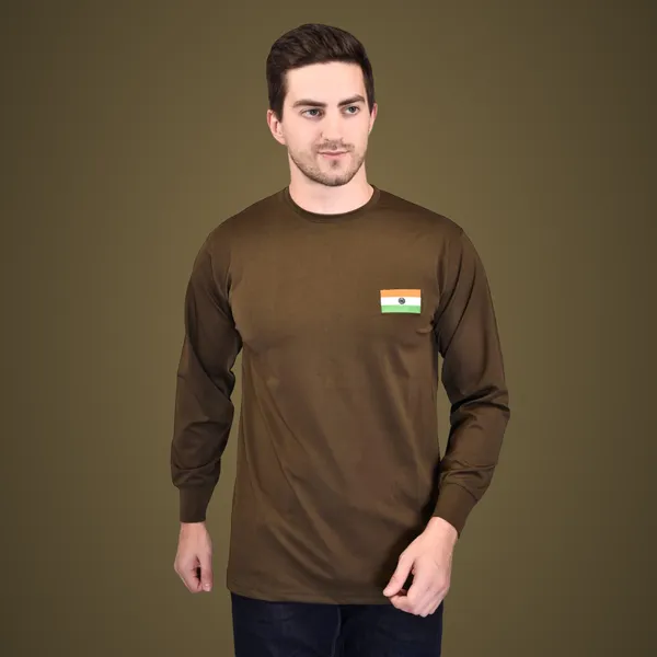 Olive_Green_Indian_Army_Tiranga_Logo_Round_Neck_Og_T_Shirt_Full_Sleeve_Army_Military_Defence_For_Men