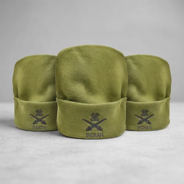 Olive_Green_Indian_Army_Military_Woolen_Winter_Traditional_Army_Style_Rajputana_Cap_Commando_Soldiers_Warm_Topa_For_Men_Pack_Of_3
