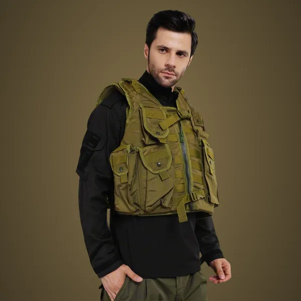 Olive_Green_Tactical_Vest_Pouch_With_Bulletproof_Jacket_Cover_Premium_Quality_For_Men