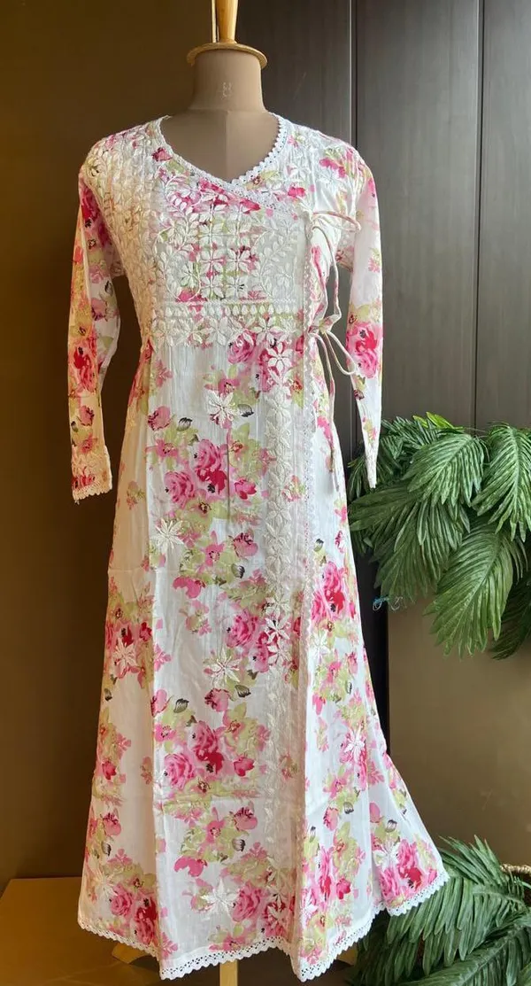 Multi_Mulmul_Cotton_Chikankari_Angrakha_Kurta