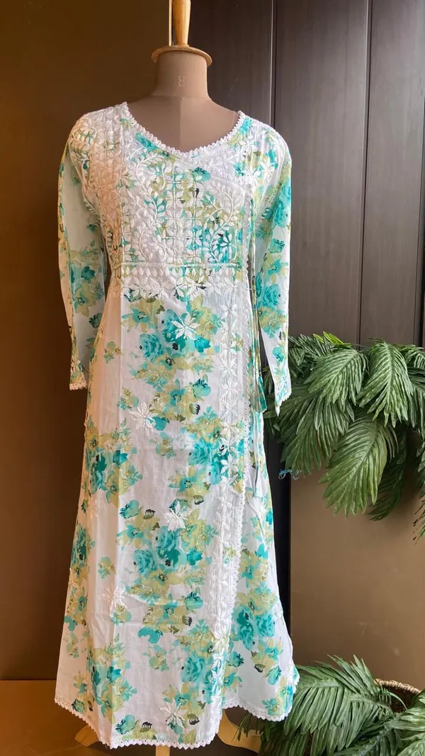 Printed_Mulmul_Cotton_Chikankari_Angrakha_Kurta_With_Hand_Embroidery