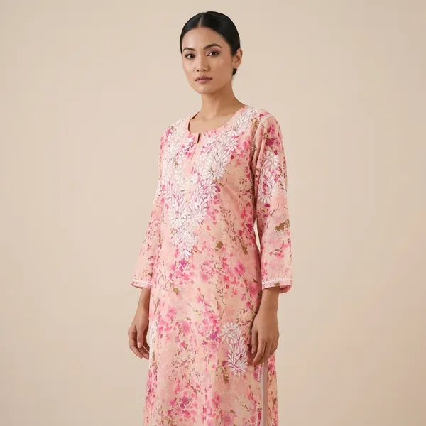 Pink_Floral_Print_Cotton_Embroidered_Kurta_For_Women