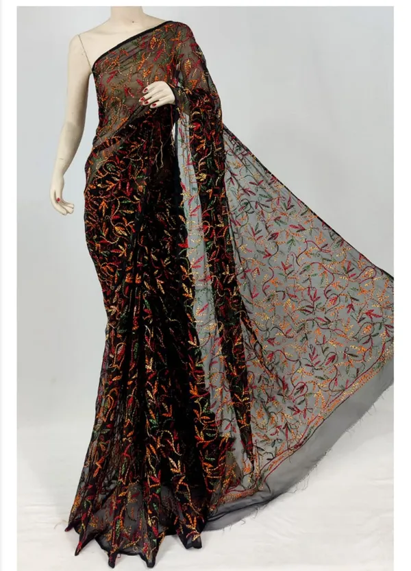 Black_Chikankari_Saree_With_Multicolour_Embroidery