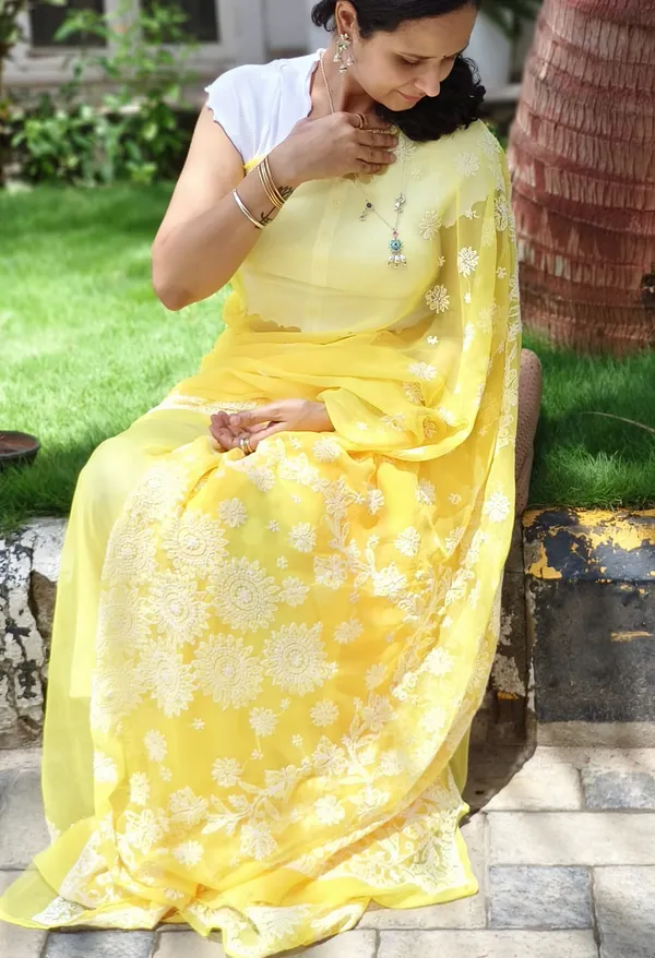 Yellow_Chikankari_Saree_With_Hand_Embroidery