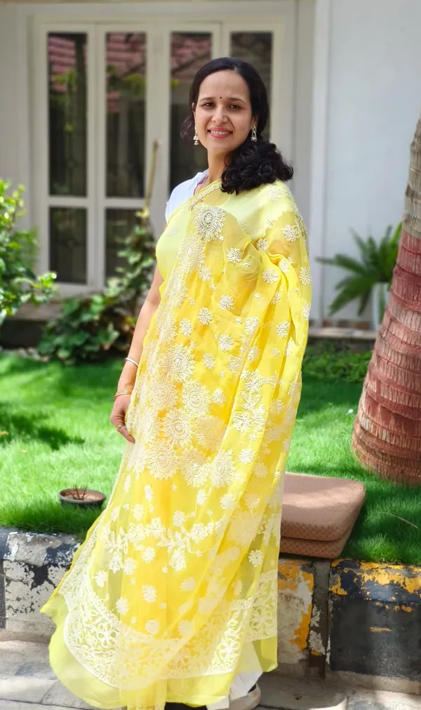 Yellow_Chikankari_Saree_With_Hand_Embroidery