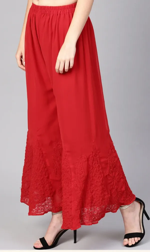 Red_Georgette_Chikankari_Kalidar_Sharara
