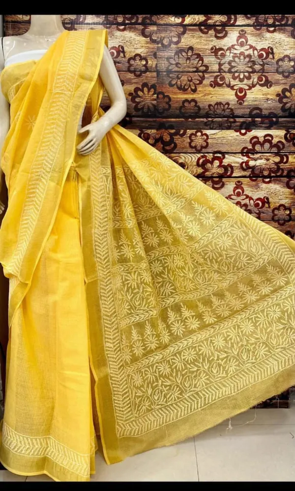 Yellow_Kota_Cotton_Saree_With_Chikankari_Hand_Embroidery