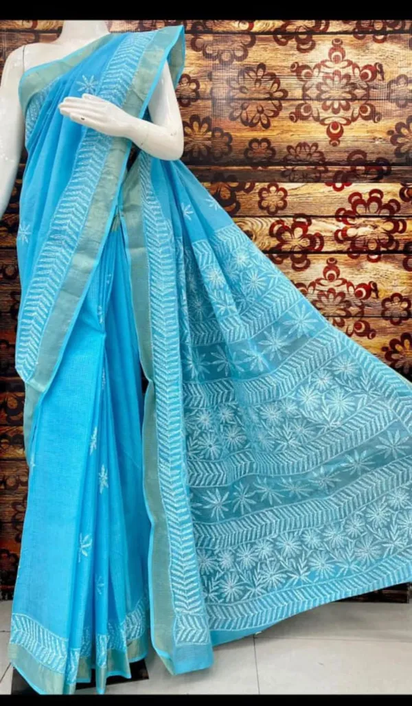 Blue_Kota_Cotton_Saree_With_Chikankari_Hand_Embroidery