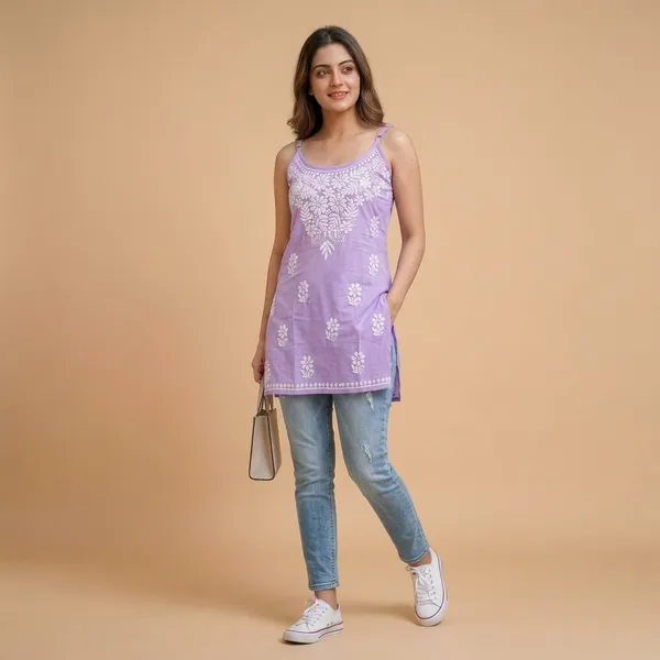Purple_Cotton_Chikankari_Embroidered_Sleeveless_Kurti_For_Women