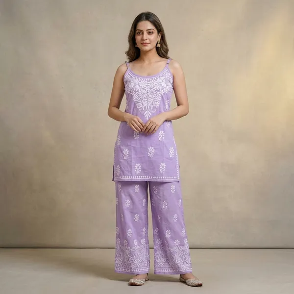 Purple_Cotton_Chikankari_Embroidered_Sleeveless_Kurti_For_Women