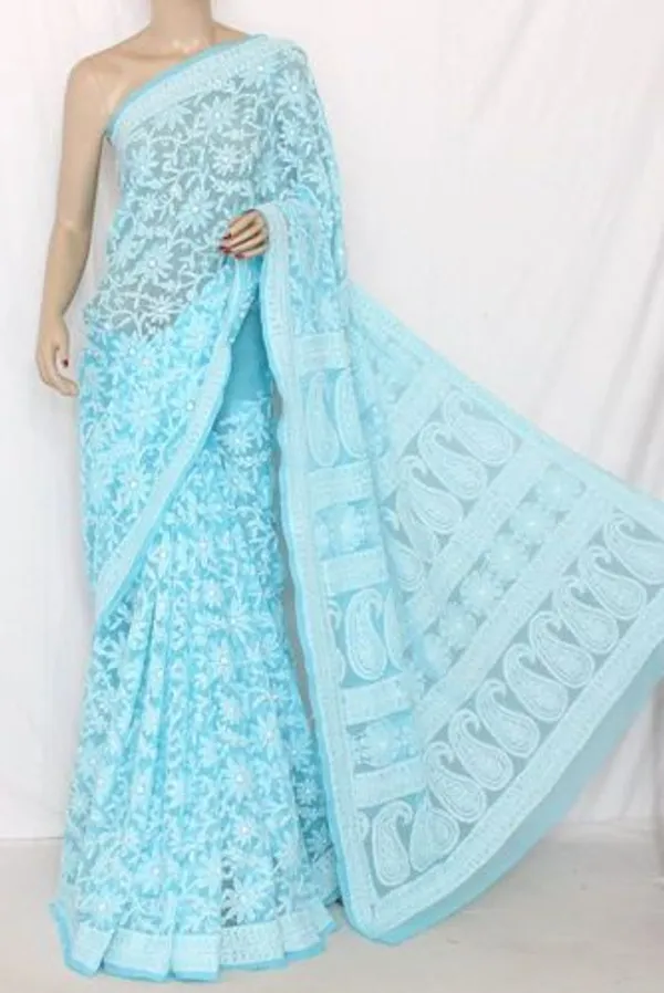 Light_Blue_Chikankari_Saree_With_Jaal_Hand_Embroidery