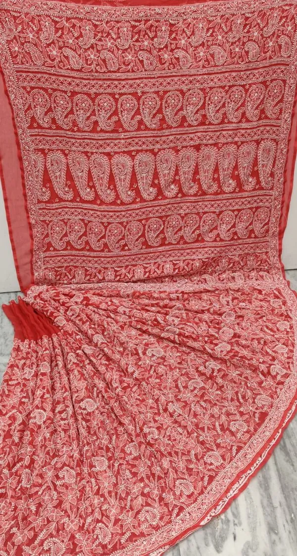 Red_Chikankari_Saree_With_Jaal_Hand_Embroidery