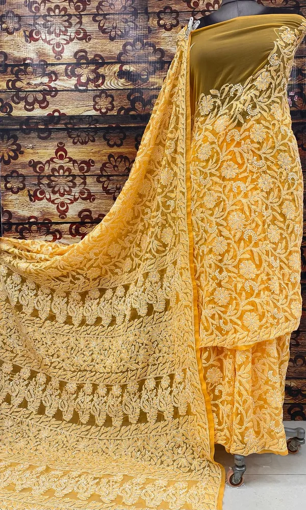 Mustard_Yellow_Chikankari_Saree_With_Jaal_Hand_Embroidery