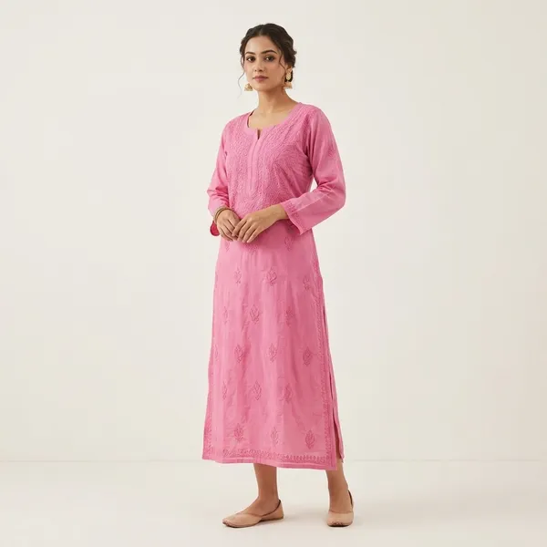 Pink_Cotton_Chikankari_Embroidered_Straight_Kurta_For_Women