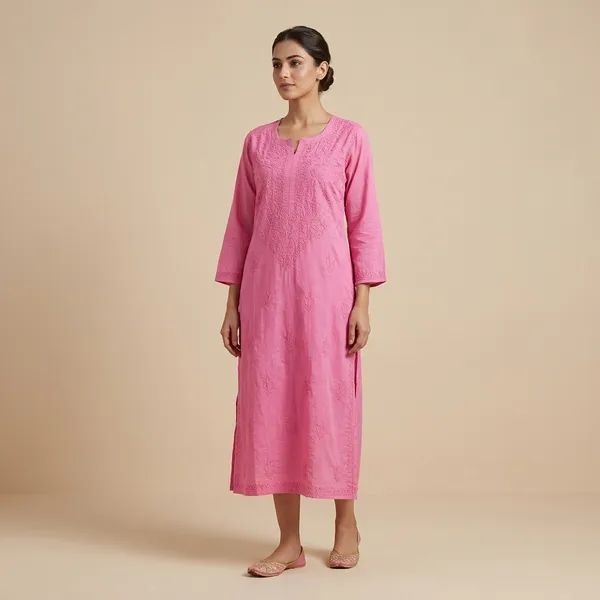 Pink_Cotton_Chikankari_Embroidered_Straight_Kurta_For_Women