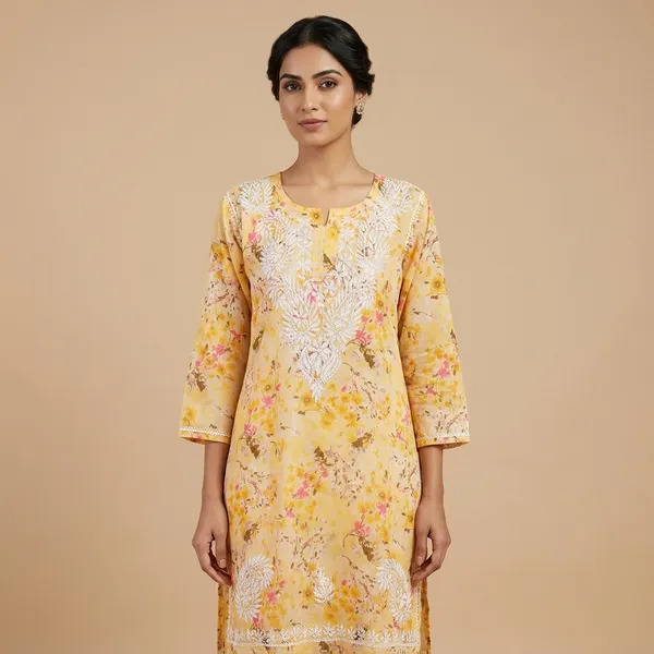 Yellow_Floral_Print_Embroidered_Straight_Kurta_For_Women