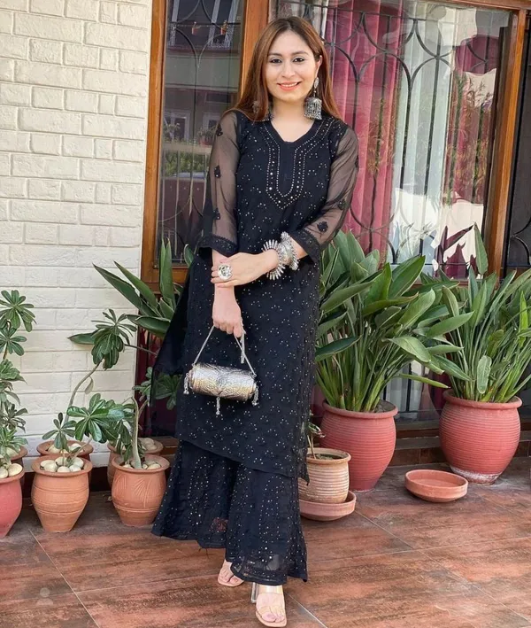 Black_Partywear_Black_Kurta_Set_With_Chikankari_Mukaish