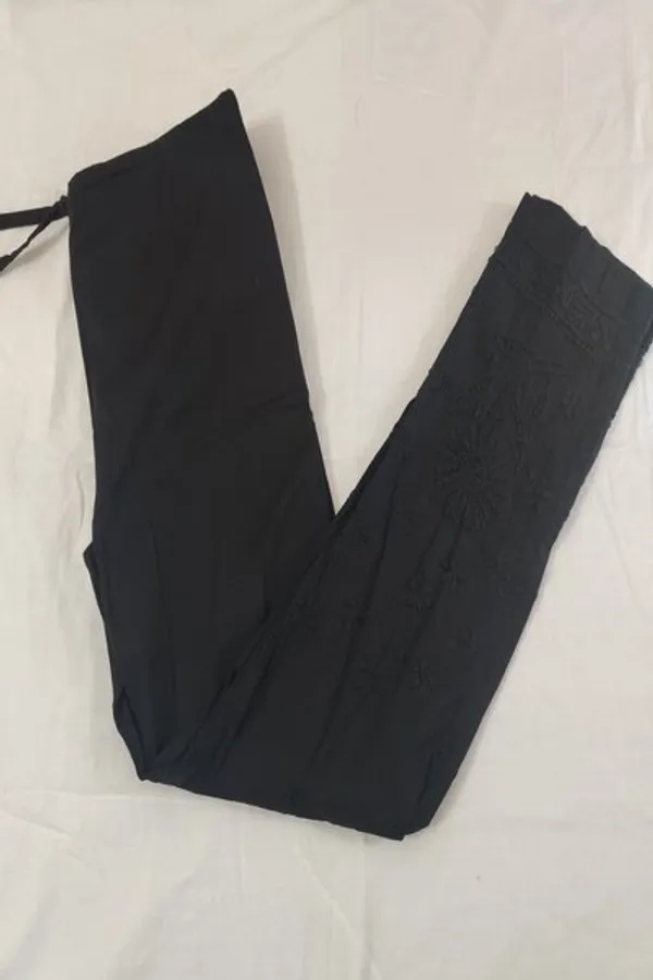 Black_Chikankari_Cotton_Pant_With_Hand_Embroidery