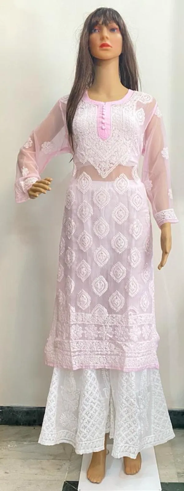 Pink_Georgette_Chikankari_Kurta_With_Hand_Embroidery