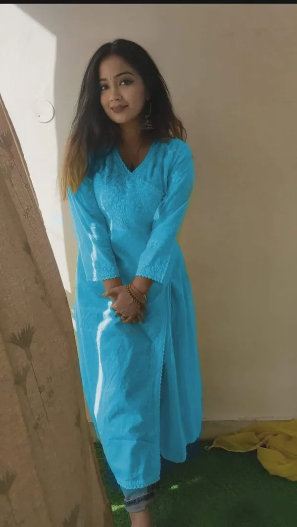 Blue_Dobby_Cotton_Chikankari_Angrakha_Kurta