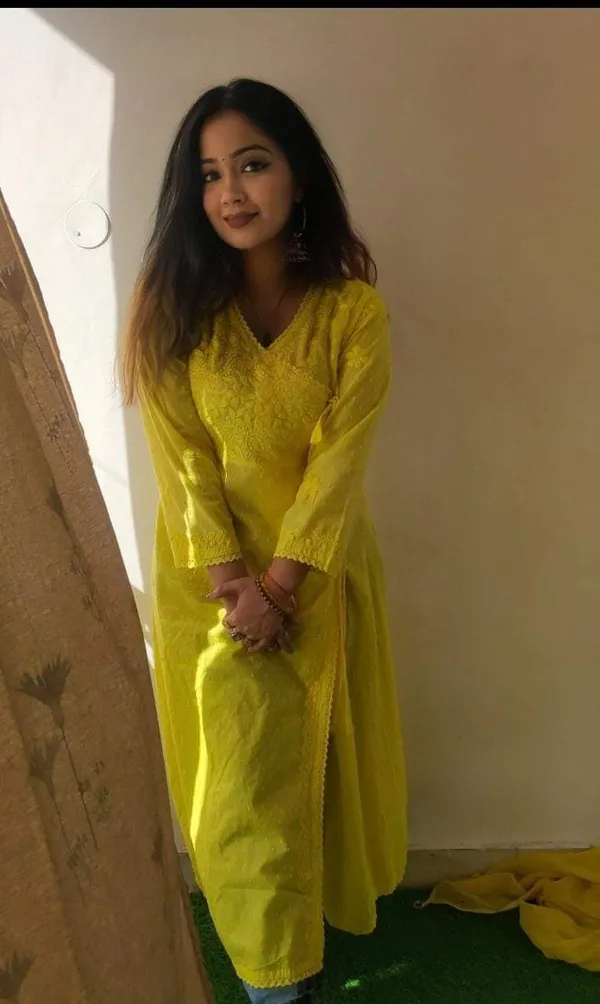Yellow_Dobby_Cotton_Chikankari_Angrakha_Kurta