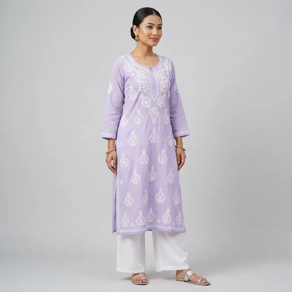 Lavender_Cotton_Chikankari_Embroidered_Kurti_For_Women