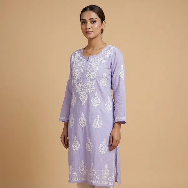 Lavender_Cotton_Chikankari_Embroidered_Kurti_For_Women