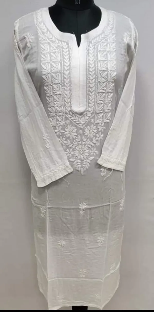 White_Modal_Cotton_Chikankari_Kurta