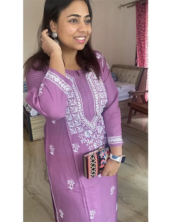 Blue_Modal_Cotton_Chikankari_Kurta