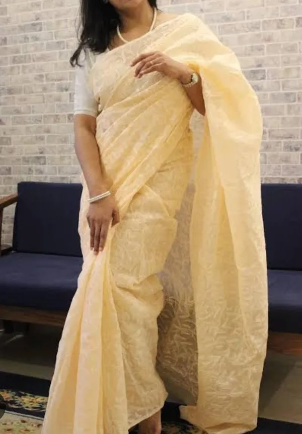 Beige_Kota_Cotton_Chikankari_Saree
