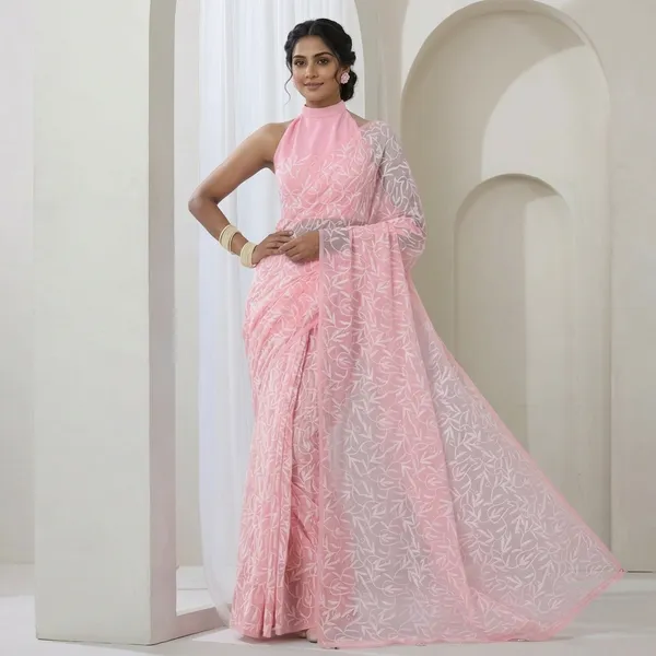 Pink_Net_Floral_Embroidered_Saree_With_Halter_Neck_Blouse_For_Women
