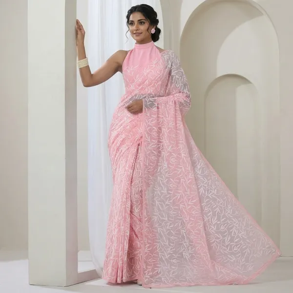 Pink_Net_Floral_Embroidered_Saree_With_Halter_Neck_Blouse_For_Women
