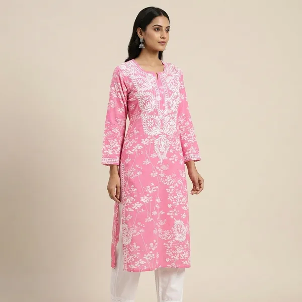 Pink_Cotton_Chikankari_Embroidered_Straight_Kurta_For_Women