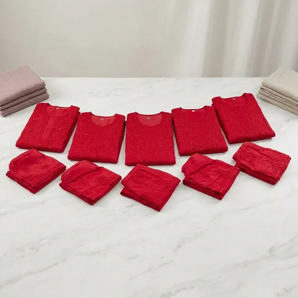 Red_Chanderi_Kurta_Palazzo_Set_With_Chikankari_Hand_Embroidery